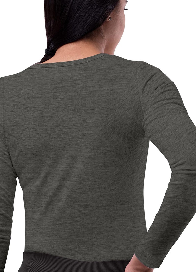 Sivvan Scrubs for Women - Long Sleeve Comfort Underscrub Tee - S8500 - Heather Charcoal - L - Image 2